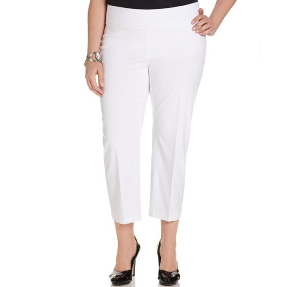 Alfani Plus Size White Tummy-Control Capri Stretchy Dress Pants NWT - Picture 1 of 5